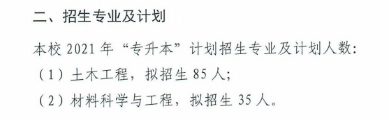 2021年湖南科技大學(xué)專升本招生計劃